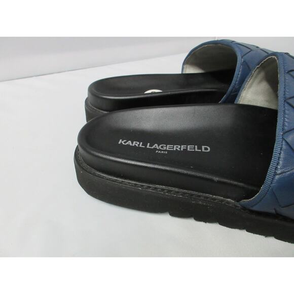 Karl Lagerfeld Paris Leather Weave Slide Size 13 Dark Blue / Black - LF1S2124 main image 10